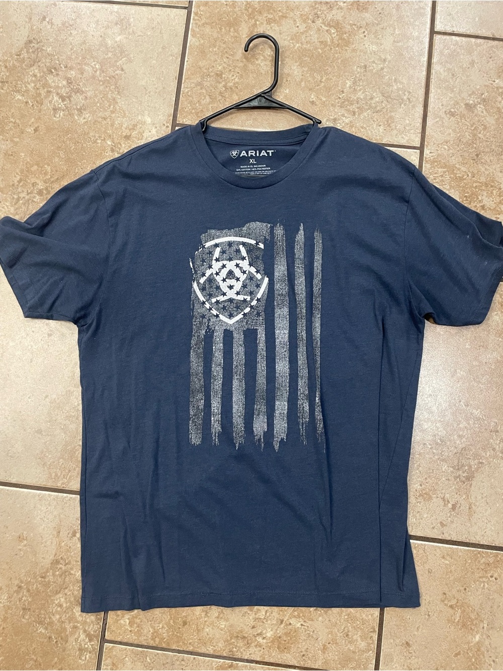 Ariat Navy Short-Sleeve Graphic Tee with Distressed Shield